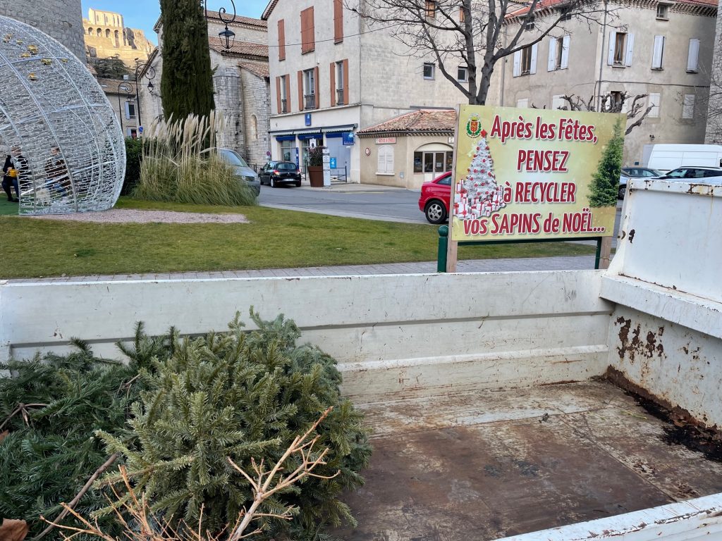 Benne recyclage Sapins Noël